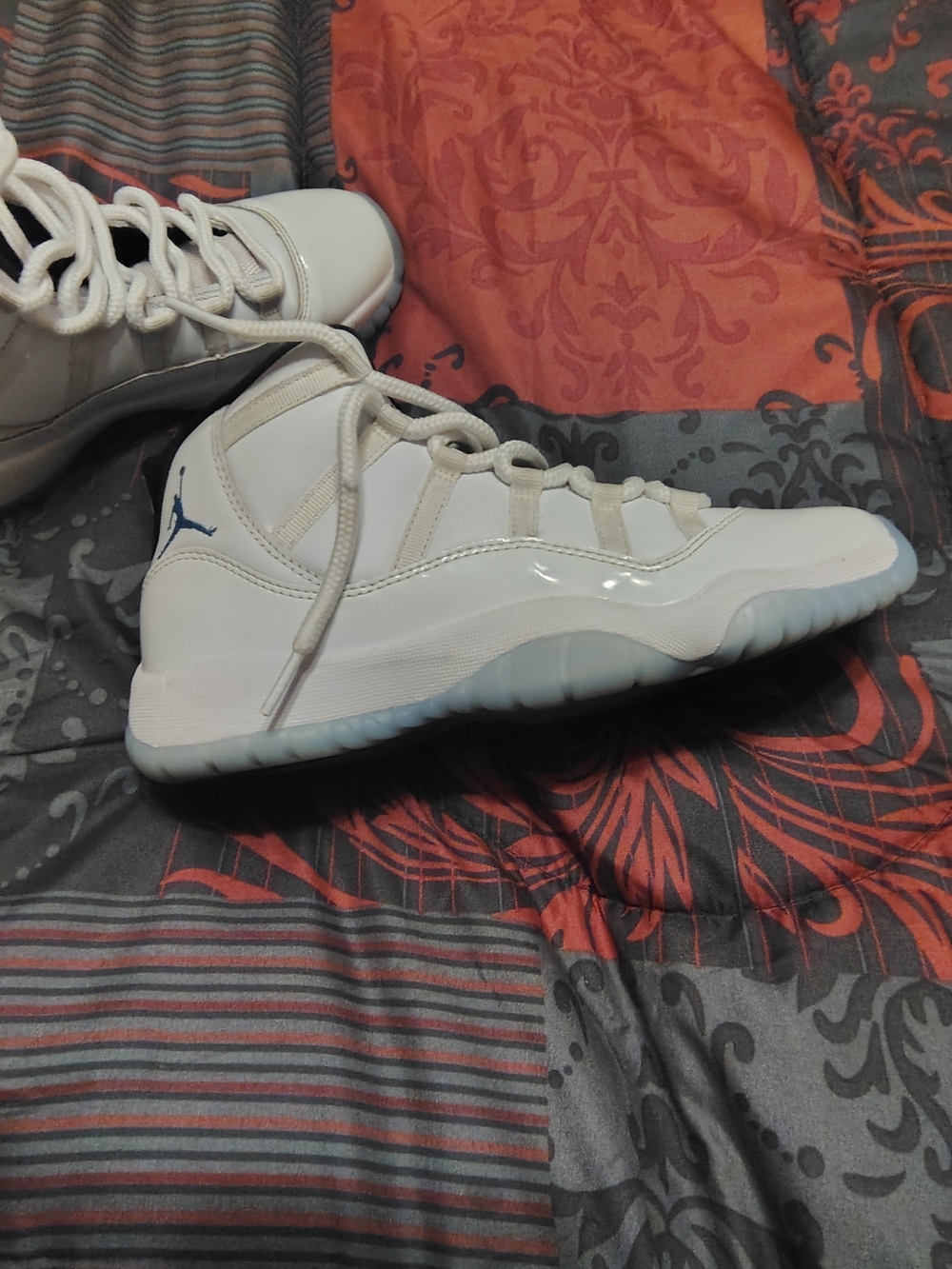 Jordan Youth White High-Top Sneakers with Light Blue Jumpman
